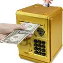 Cargooy Mini ATM Piggy Bank ATM Machine Best Gift for Kids,Electronic Code Piggy Bank Money Counter Safe Box Coin Bank for Boys Girls Password Lock Case (Gold)