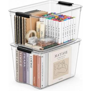54Qt Stackable Storage Bins with Lids,Clear Latching Organizer Boxes,2-Pack