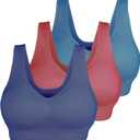 KINYAOYAO 3 Pack Women's Ultimate Comfy Medium Support Seamless Wireless Sports Bra with Removable Pads (5X)