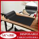 54 Inch x 200 Feet Black Plastic Tablecloth Roll Cut to Size Disposable Table Cover with Cutter Box Plastic Table Cloth for Party, Wedding, Birthday