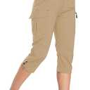 GymBrave Women's Hiking Cargo Pants Quick Dry Outdoor Camping Capris Water Resistant UPF 50 with Zipper Pockets Khaki, M