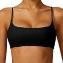 Comper Women's Sports Bra with Thin Straps Stretchy Wirefree Workout Bras Lightweight Workouts Bralette with Removable Pads  Small