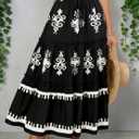 SOFIA'S CHOICE Western Boho Maxi Skirt for Women High Waisted Tiered A Line Flowy Long Skirts Beach Vacation (Black, M)