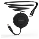 AGVEE 0.3ft Fixed / 2.3ft Extend USB-C to C Charger Cable Mountable One Way Retractable 60W Fast Charging Cord, Pocket-Sized for iPhone 16 15, Samsung, Android, Desk Organizer, Black