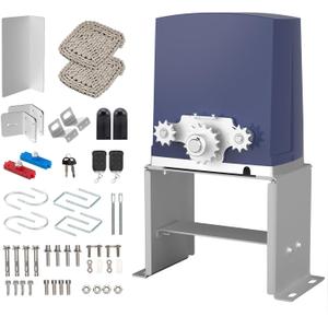 1800 lb Automatic Sliding Gate Opener for Sliding Gates Up to 40ft, Chain Drive Electric Slide Gate Motor with 2 Remote Controls & IR Sensor, Complete Gate Operator Hardware Security System Kit