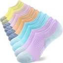 No Show Socks Womens Athletic Cushion Ankle Footies Low Cut 5-6 Pairs (8-10, Macaron)