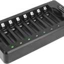 BEVIGOR 8 Bay AA AAA Battery Charger, Independent Slot Charger with LED Light, USB High Speed Charging, for Ni-MH Ni-CD Rechargeable Batteries, No Adapter