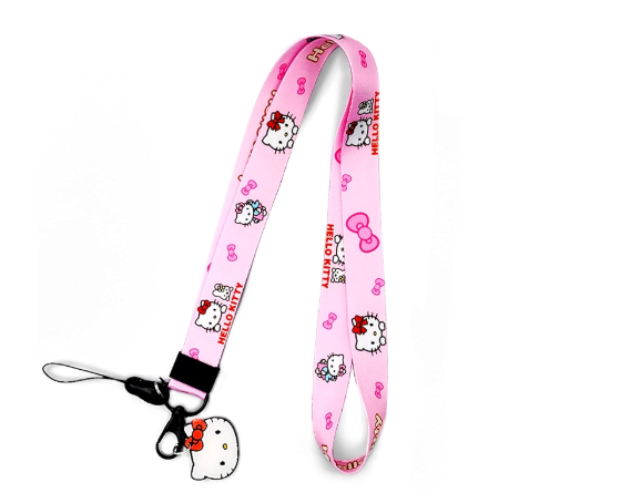 FBTLDS Hallo Kitty Lanyard for Keys and Women, Lanyards for ID Holder, Cute Kawaii Anime Pink Lanyard Pack of 2