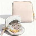 Small Travel Jewelry Case, Jewelry Travel Pouch with Zipper Travel Jewelry Organizer and Storage Pouch for Necklace Bracelet Earrings Rings Women Gifts Choice (White)