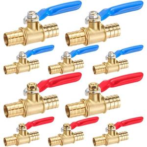 12 Pack 1/2 Inch Pex Shut off Valve, Pex Brass Ball Valve Full Port Shut-off Stop Fittings No Lead Brass Fittings