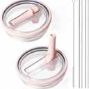 Tumbler Lid Replacement for Hydrojug Traveler 32oz Water Bottle With Handle(ONLY), Flip Straw Lid for Hydrojug 32oz Tumbler, Accessories for Hydro Jug, Leak Proof and BPA Free(Light Pink)