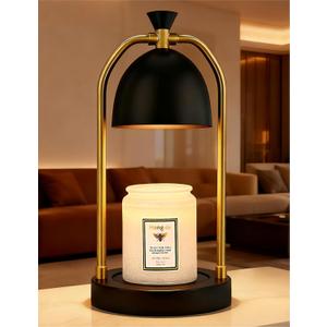Hong-in Candle Warmer Lamp - with Timer & Dimmable, Cozy Birthday Gift for Women Mom, Modern Home Decor House Warming Gifts Wax Melt Warmer for Jar Candles with 2 Bulbs (Black)