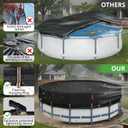 QH.HOME 12Ft Round Pool Cover,Super Windproof Ratchet Straps (1,500lb Break Strength)-Effective Installation/Removal,Pool Cover for Above Ground Pools,Snug Fit,Blocks Leaves, Sun & Water
