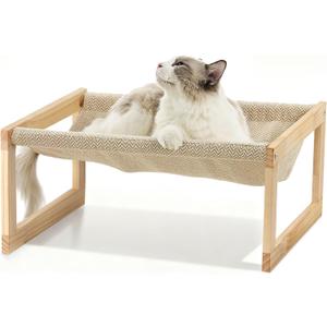 FUKUMARU Dog Bed, Large Breathable Elevated Cat Hammock, Wooden Cat Beds for Outdoor and Indoor, 21 Inch Raised Pet Beds Suitable for Cats, Puppy, Bunny and Small Animal
