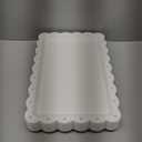 Peohud 12 Pack White Plastic Serving Tray with Lace Rim, Rectangle Food Trays, Disposable Serving Platters and Trays for Party, Wedding, Restaurant, 14.4" x 9.3"