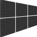 Peg Board,Steel Organization Panels, Ideal for Garage Tool Storage, Office Organization, Craft Room, Kitchen,Pack of 6(Black, 6-12X12)