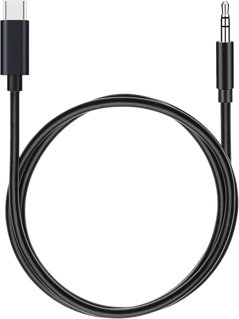 USB C to 3.5mm Audio Aux Jack Cable,3.3 ft, aux Cord for iPhone,Type C to 3.5mm Aux Headphone Stereo Cord Car Cable for iPhone 16/16 Pro, Samsung Galaxy S25 and Other iOS and Android Devices(Black)