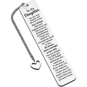 Inspirational Bookmark for Kids - Birthday Gift for Daughter, Stepdaughter, Teen Girls - Graduation, Back to School