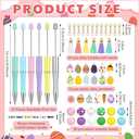 Jetec 12 Sets Easter Beadable Pens Cute Bunny and Egg Plastic Easter Ballpoint Bead Pens with Crystal Spacer Assorted Wooden Beads Supplies for Students Teachers Office DIY Making