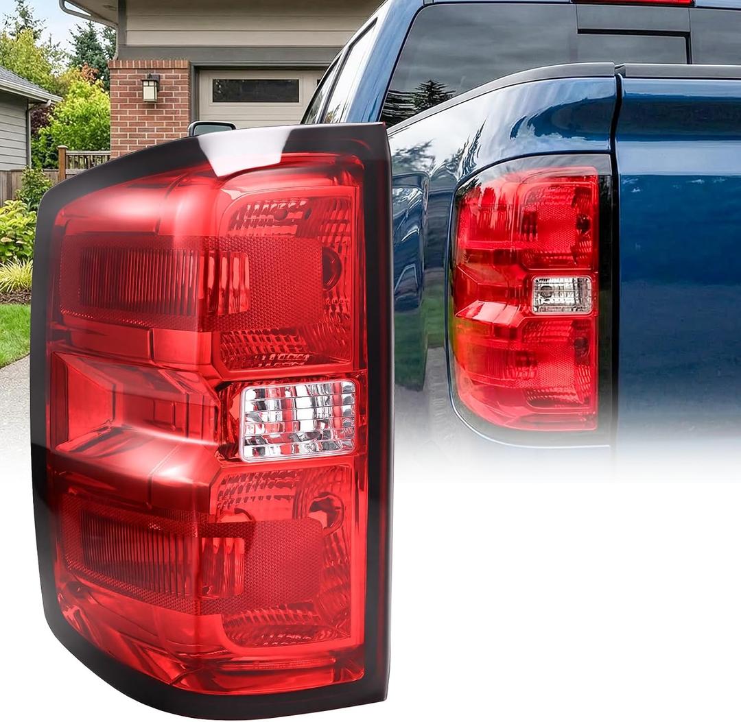 SHINEHOM Tail Light Assembly Compatible with 2014-2019 Chevy Silverado 1500 2500HD 3500HD GMC Sierra 3500 HD Left Driver Side Taillight Brake Lamps Bulb and Harness, Replaces GM2800261 23431875