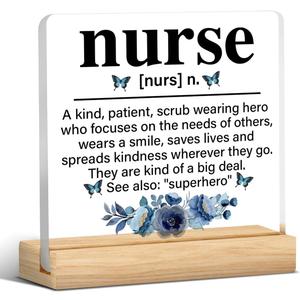 Nurse Gifts for Women, Nurse Appreciation Gifts Office Desk Sign, Thank You Gift for Nurse, Nurse Gift for Birthday Christmas Retirement, Nurse Definition Clear Acrylic Sign Keepsake