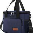 Femuar Lunch Bags for Women/Men, Insulated Lunch Bag for Work Office Picnic - Lunch Cooler Bag Leakproof Lunch Box with Adjustable Shoulder Strap - Dark Blue (Medium Size)