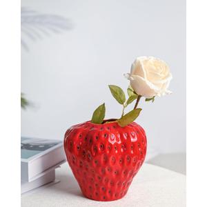 DN DECONATION Red Strawberry Vase, Strawberry Ceramic Flower Vases for Colorful Girly Home Decor, Decorative Cute Vase for Strawberry Party Decorations (6.5 Inch) DN DECONATION Red Strawberry Vase, Strawberry Ceramic Flower Vases for Colorful Girly Home Decor, Decorative Cute Vase for Strawberry Party Decorations (6.5 Inch)