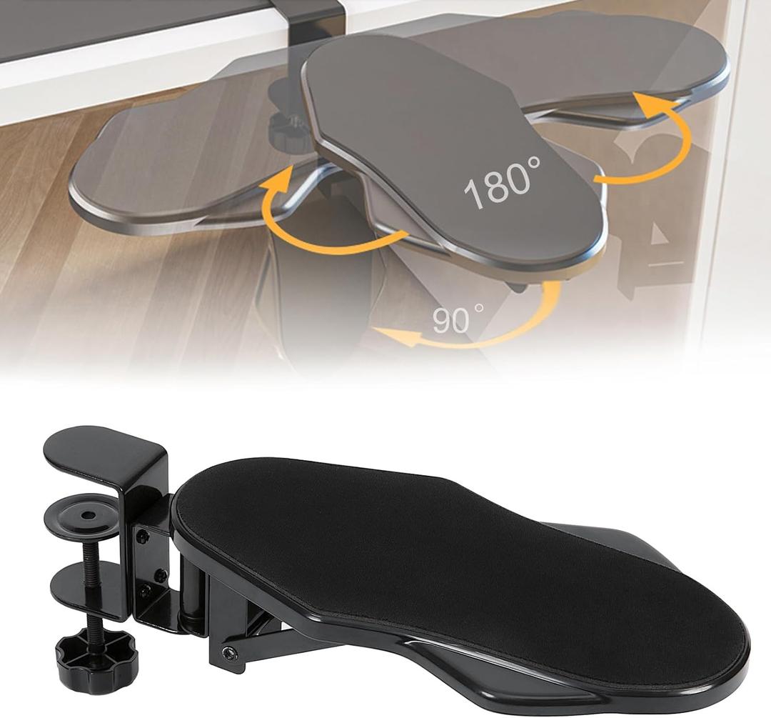 Computer Arm Rest for Desk, 180 Adjustable Rotating Desk Extender Tray, 90 Foldable Elbow Arm Support, Ergonomic Desk Arm Wrist Rest Shelf for Home and Office (Medium (1 Count))