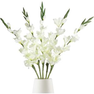 White Gladiolus Artificial Flowers 33.07 in Long Artificial Flowers Gladiolus Flowers 5 PCS Silk Gladiolus Flowers Fake Flowers Faux Gladiolus for Home Wedding Garden Arrangement Decor(White)