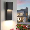 Fire Wolf Modern 16" 18W LED Outdoor Wall Sconce,Dual-Source Front Porch Light,Aluminum Modern Wall Light,3000K,Damp Environments Such as Porches,Terraces,Gardens,Indoor/Outdoor Applications, 3.38 x 5.08 x 16.06 inches