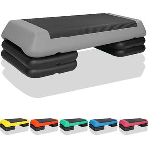 4''-6''-8''Adjustable Aerobic Stepper w/4 Risers Health Workout Step Platform for Sports & Fitness