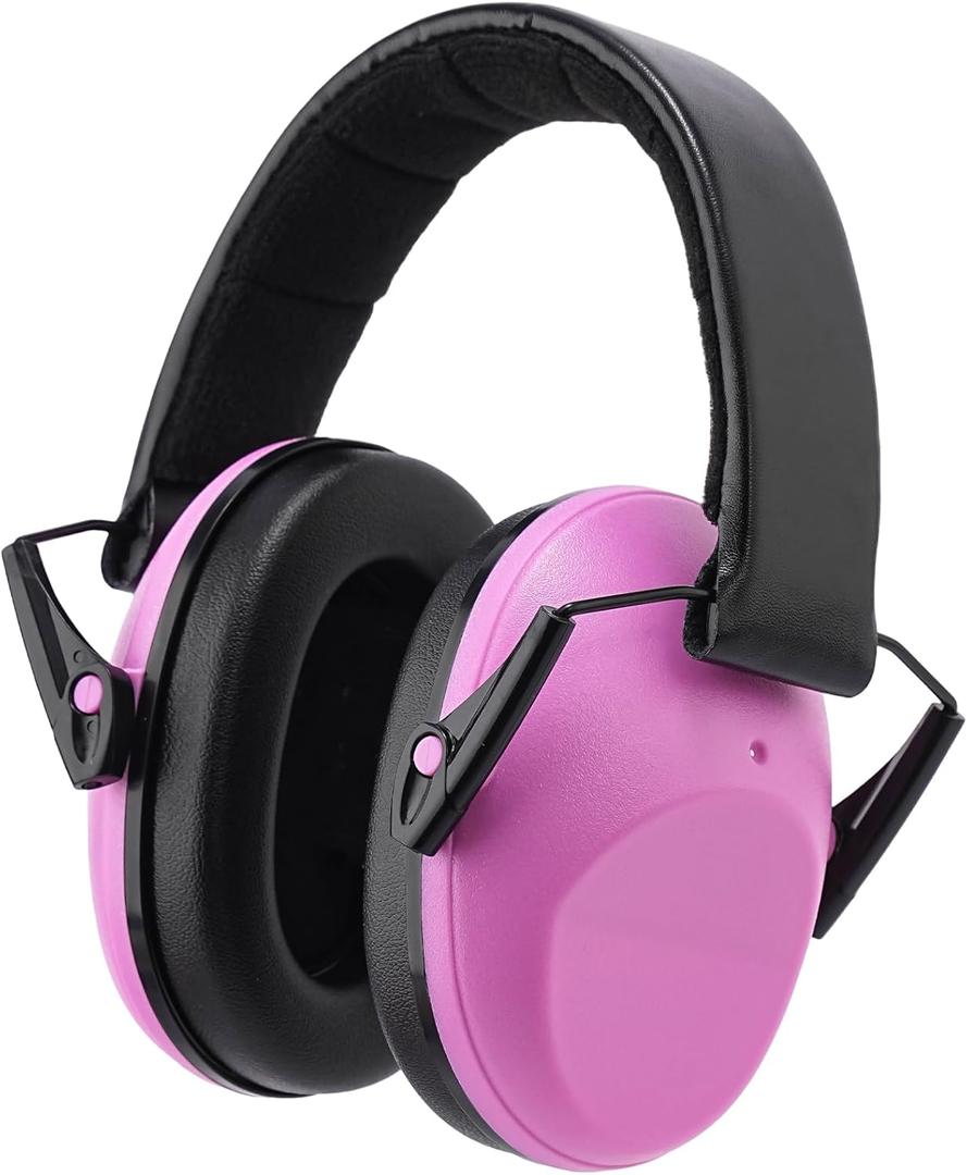 Kids Noise Cancelling Earmuffs, 25-30dB Noise Reduction Hearing Protection for Children, Adjustable Headband for Autism Sensory Needs, for Concerts Fireworks Travel Study(Pink)