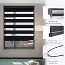 GHV Corded Zebra Blinds for Windows Blackout Dual Layer Privacy Shades for Indoor Windows Light Control for Day and Night Home Office (Black, 35 in(W) x 64 in(H))