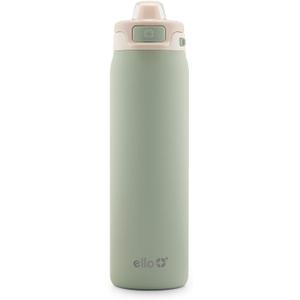 Ello Pop & Fill 22oz Stainless Steel Water Bottle with Quick Fill Technology, Double Walled and Vacuum Insulated Metal, Leak Proof Locking Lid, Sip and Chug, Reusable, BPA Free, Pistachio