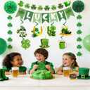2 x St. Patrick's Day Decorations Kit with Lucky Banner, Hanging Swirls, Glitter Shamrock Garlands, Paper Pompoms for St. Patrick's Day Decor, Irish Themed Party Favor, Home, Office