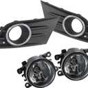 Pair Front Fog Light Assembly Compatible with Pilot 2012 2013 2014 2015 Driver and Passenger Side Fog Lamp w/Cover & Chrome Trim 71112SZAA60 HO1039145