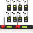 Wireless in Ear Monitor System, 2 Channel 8 Bodypacks Pro Mono IEM System for Musicians, Metal Rack Mount Monitor w/ 2x40 UHF Frequencies, 330ft Range for Band, Stage or Studio (IME-8000)
