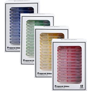 48 Prepared Microscope Slides Set, Insects Animal Plant Fruit Vegetable Specimens for Kids, Biological Learning Resource Specimens for Beginner Classroom Basic Science Education (MS-01)