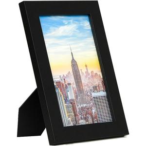 Frame Amo 5x8 Black Modern Picture Frame, 1 inch Border, Glass Front, for Wall or Table