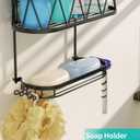 HapiRm Hanging Shower Caddy, Rustproof & Waterproof Shower Organizer with Soap Holder & 4 Hooks, No Drilling Hanging Bathroom Shelf for Bathroom - Black