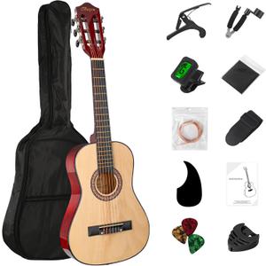 30" Wood Acoustic Guitar with Case,guitar book and Accessories for Kids/Girls/Boys/Beginners (Natural)