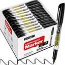 SFAIH 100 Black Permanent Markers Bulk -1s Quick Drying, Fine Point Markers for Write Mark, School, Office, Warehouse, Business, Logistics, Durable, Waterproof Ink on Paper, Plastic, Metal, Cardboard