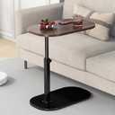 C Shaped Side Table, Adjustable Height C Shaped End Table, 360Swivel Couch Side Tables that Slide Under, Modern Small Coffee C Table End Table for Sofa/Bed/Bathtub, Rotating Tabletop (Walnut)