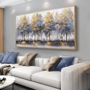 Wall Art Blue Tree Wall Decor Abstract Plant Canvas Print Painting Framed Artwork Home Decor For Living Room Bedroom Office Restaurant Wall Decorations 24x48 inch