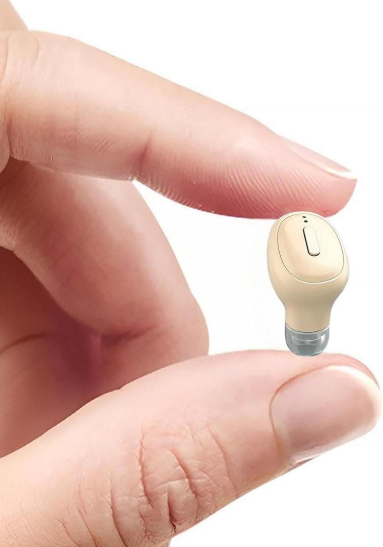 Single Bluetooth Wireless Earbud, Mini Invisible in-Ear Wireless Bluetooth Headphone 12 Hours Super Long Battery Life Suitable for Sports, Work and Sleep- Beige