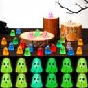 Realspring 90 Pcs Halloween Mini Resin Ghosts Small Ghost Figurines Glow in The Dark Miniatures for Spooky Tiered Tray Decor Home Tabletop Shelf Centerpieces Halloween Party Favors