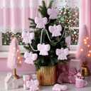 12 Pcs Pink Bow Ornament for Christmas Tree 3D Coquette Bow Hanging Ornaments 2.8 x 3.1 Inches Pink Glitter Hanging Decorations with Rope for Xmas Tree Coquette Bachelorette Party Decor