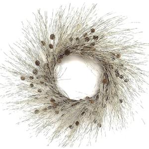 Winter Birch Pinecone Wreath - 26 Inch Winter Front Door Wreath with Pinecone Needle for Front Door or Indoor Home Wall Window Christmas Decor (Grayish Green)