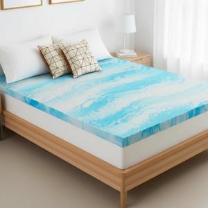 Memory Foam Mattress Topper Queen - 3 Inch Gel Infused Bed Toppers, Pressure Relief Mattress Pad, CertiPUR-US Certified