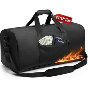 Large Fireproof Document Bag, 24x12x12in Portable Fireproof Waterproof Document Box for Travelling, Camping, Multi-Pocket Organizer for Cash, Valuables, Fire Proof Bag with Shoulder Strap